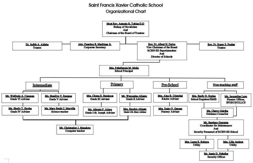 Auckland Gobernable Adecuado St. Francis Xavier Catholic School | About | Organizational Chart